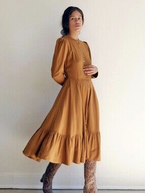 Town Clothes Rosa SILK Midi Dress Sz S